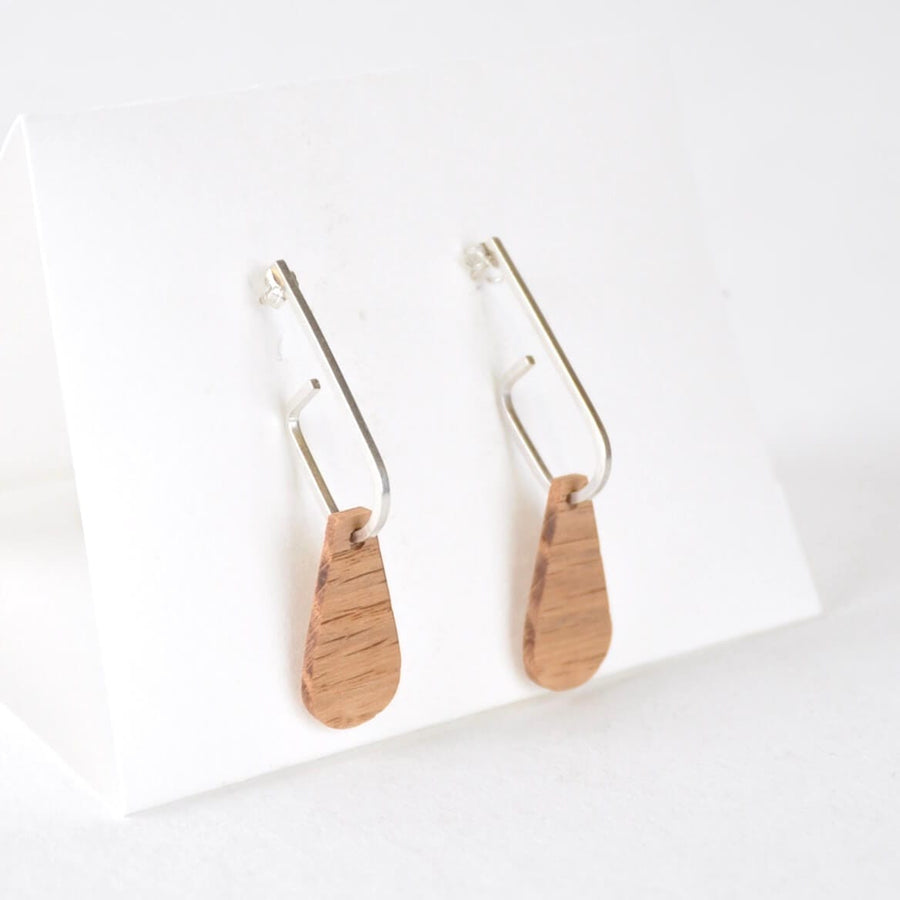 Priormade Woods ‘Jay’ Eco Silver and Reclaimed Wooden Earrings NEW