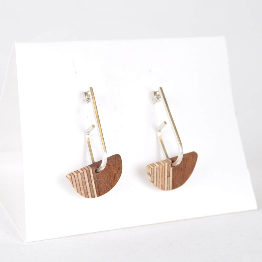 Priormade Woods ‘Jay’ Eco Silver and Reclaimed Wooden Earrings NEW