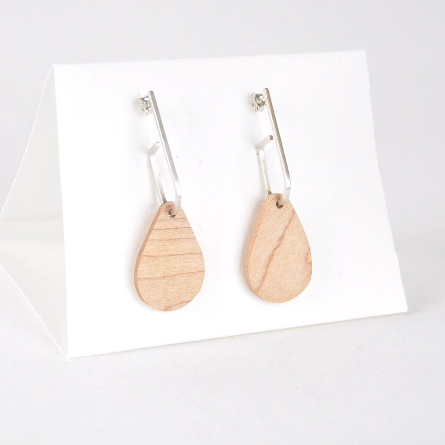 Priormade Woods ‘Jay’ Eco Silver and Reclaimed Wooden Earrings NEW