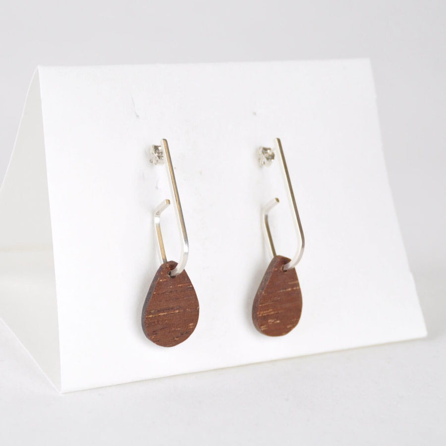 Priormade Woods ‘Jay’ Eco Silver and Reclaimed Wooden Earrings NEW