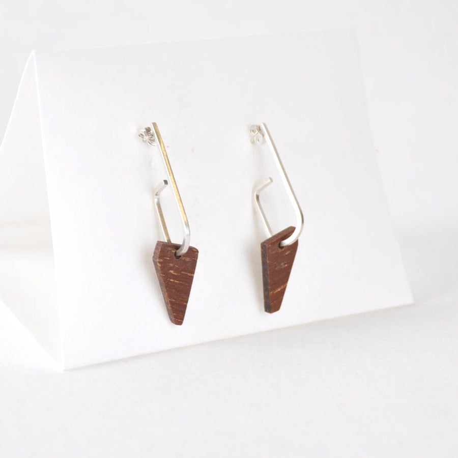 Priormade Woods ‘Jay’ Eco Silver and Reclaimed Wooden Earrings NEW