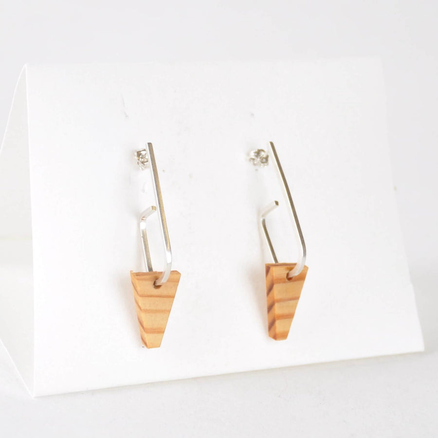 Priormade Woods ‘Jay’ Eco Silver and Reclaimed Wooden Earrings NEW