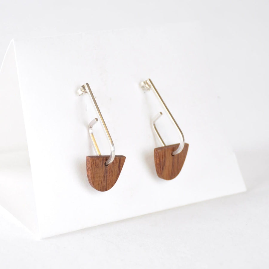 Priormade Woods ‘Jay’ Eco Silver and Reclaimed Wooden Earrings NEW