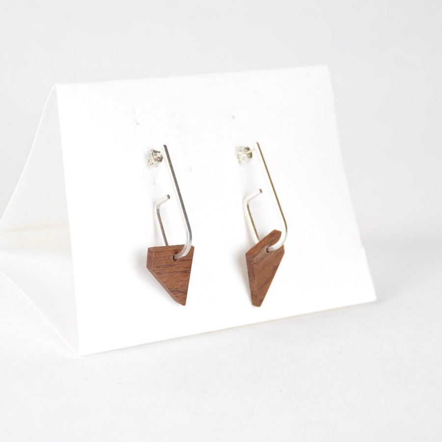Priormade Woods ‘Jay’ Eco Silver and Reclaimed Wooden Earrings NEW