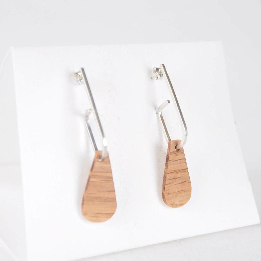 Priormade Woods ‘Jay’ Eco Silver and Reclaimed Wooden Earrings NEW