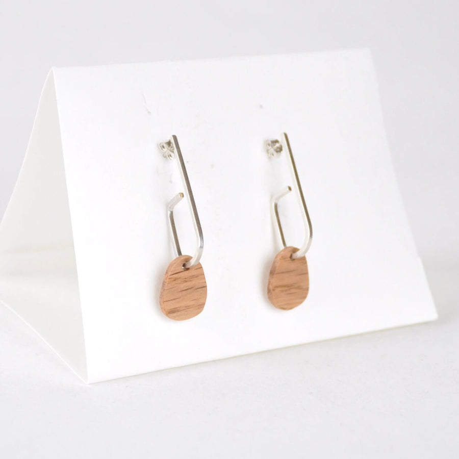 Priormade Woods ‘Jay’ Eco Silver and Reclaimed Wooden Earrings NEW