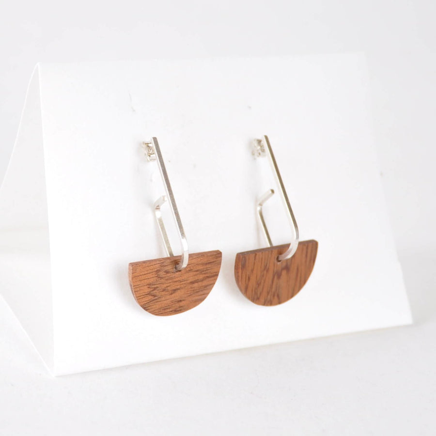 Priormade Woods ‘Jay’ Eco Silver and Reclaimed Wooden Earrings NEW