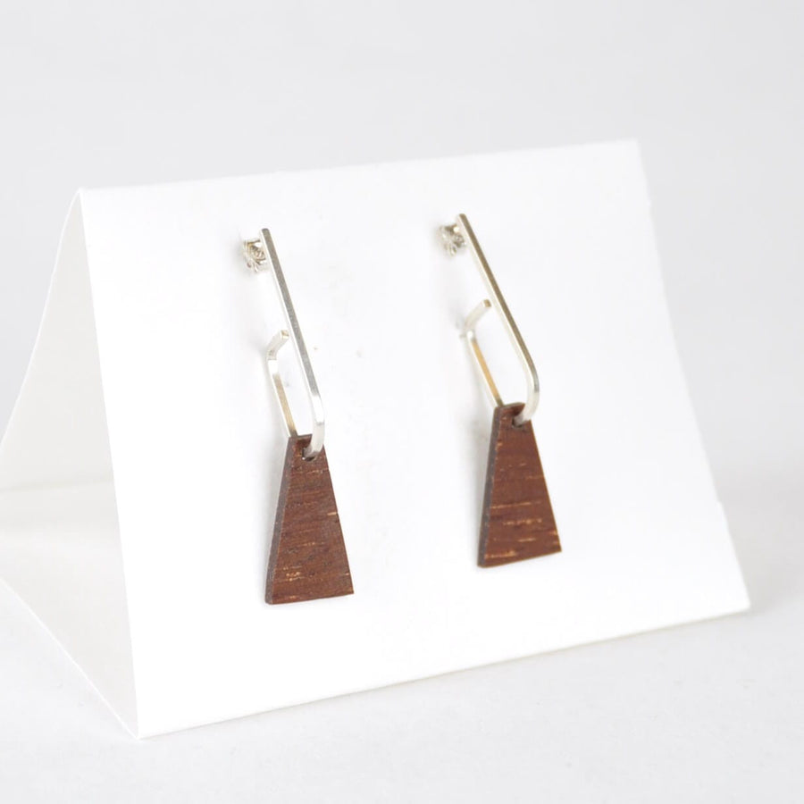 Priormade Woods ‘Jay’ Eco Silver and Reclaimed Wooden Earrings NEW