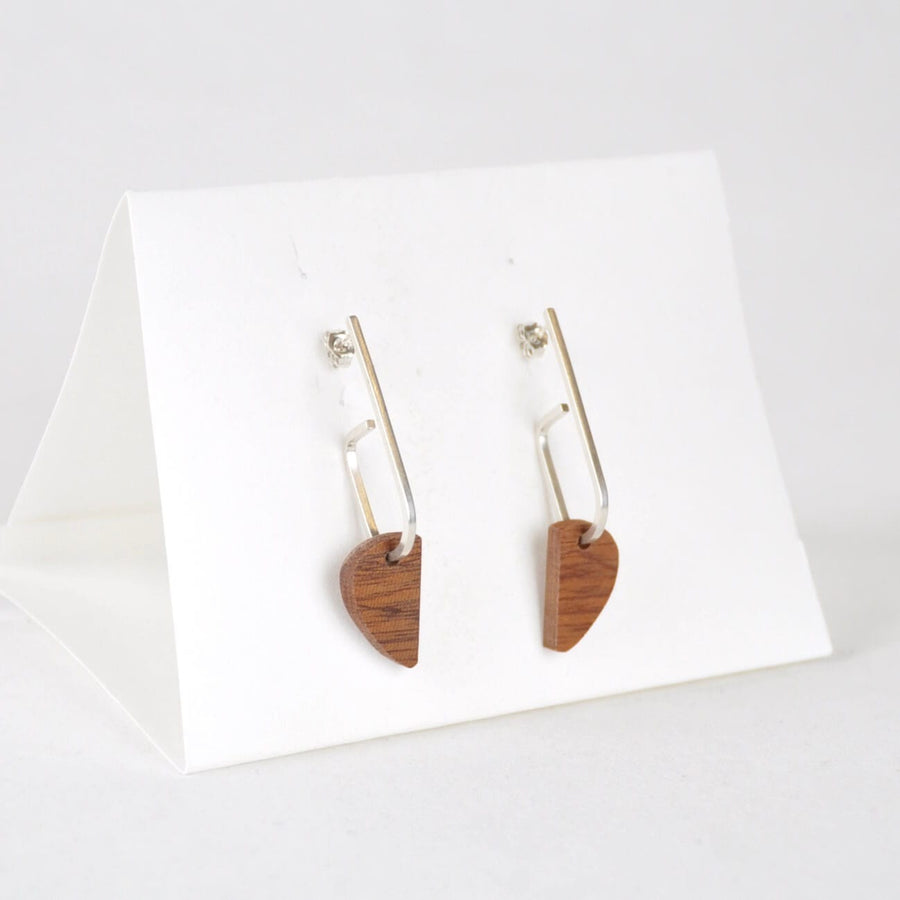 Priormade Woods ‘Jay’ Eco Silver and Reclaimed Wooden Earrings NEW